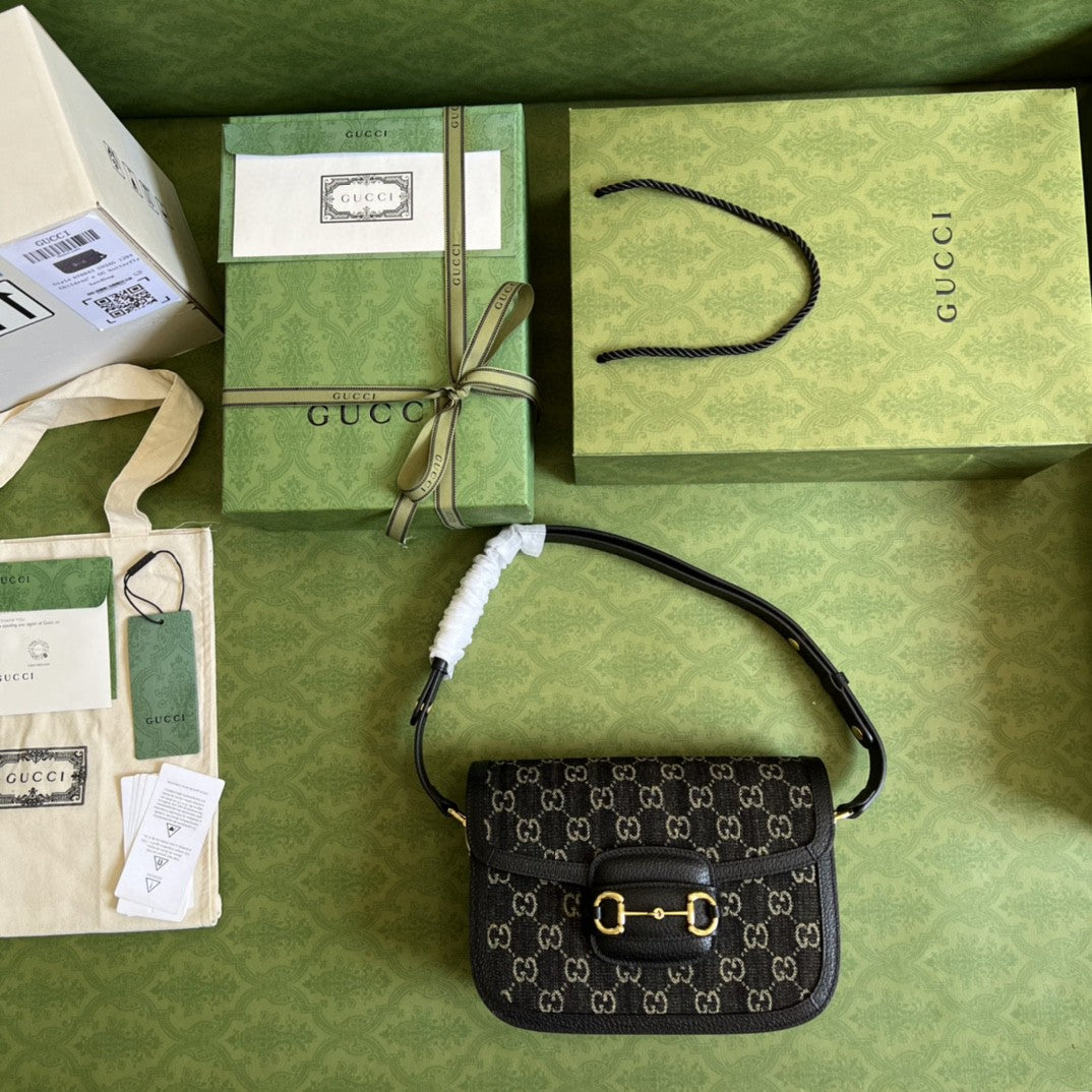 Gucci Horsebit 1955 Shoulder Bag 25cm 602204 Black