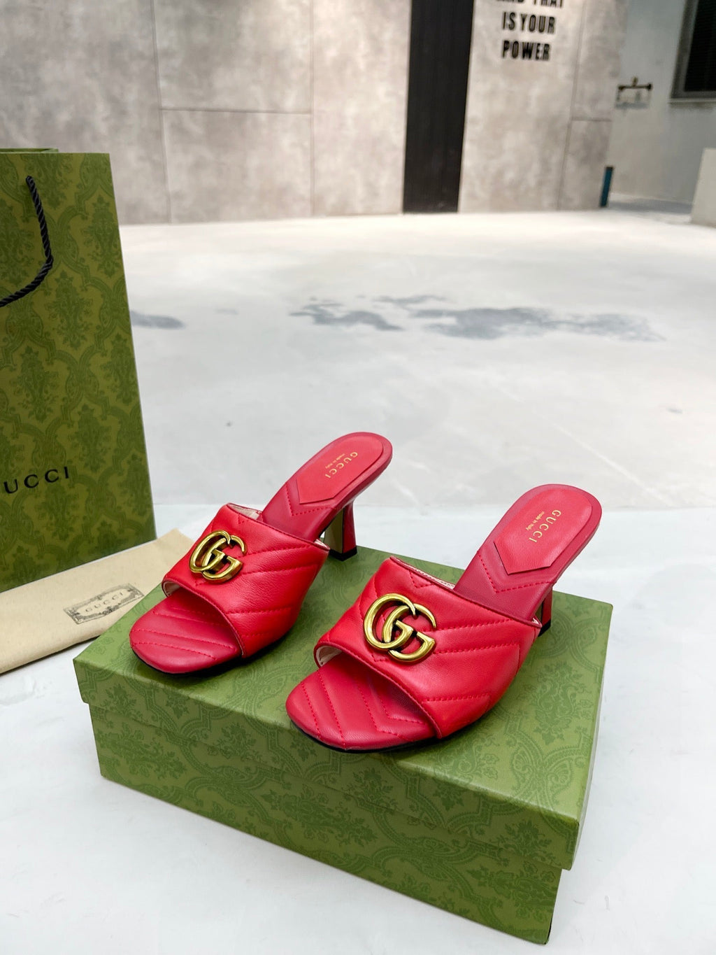 Gucci Double G Slide Sandal Red