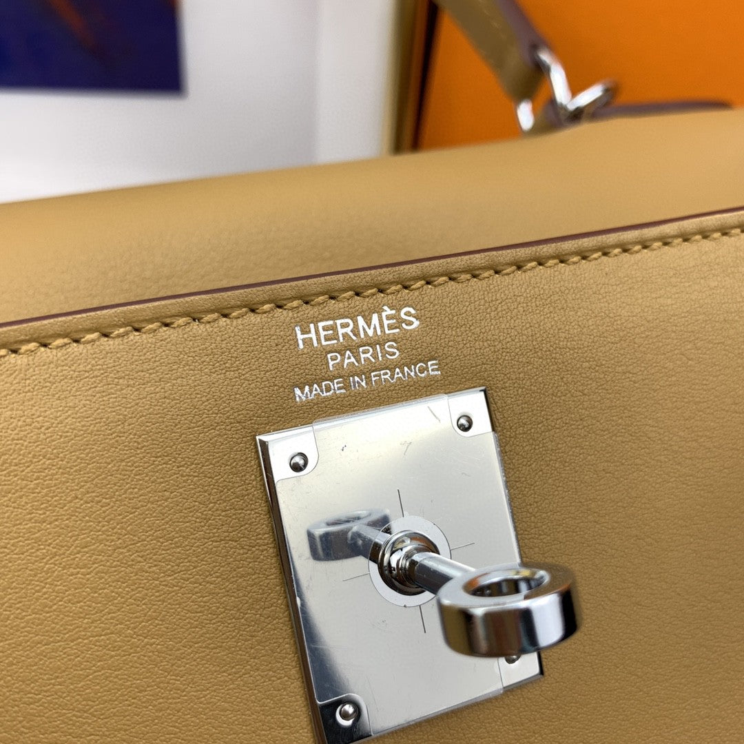 Hermes Kelly 28 Togo Silver Hardware Brown