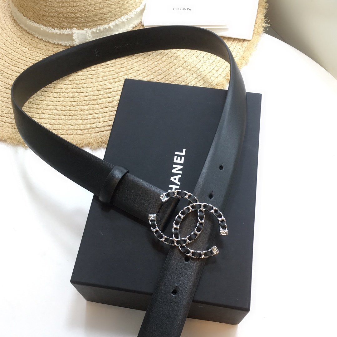 Chanel Belt With Double C Buckle Black