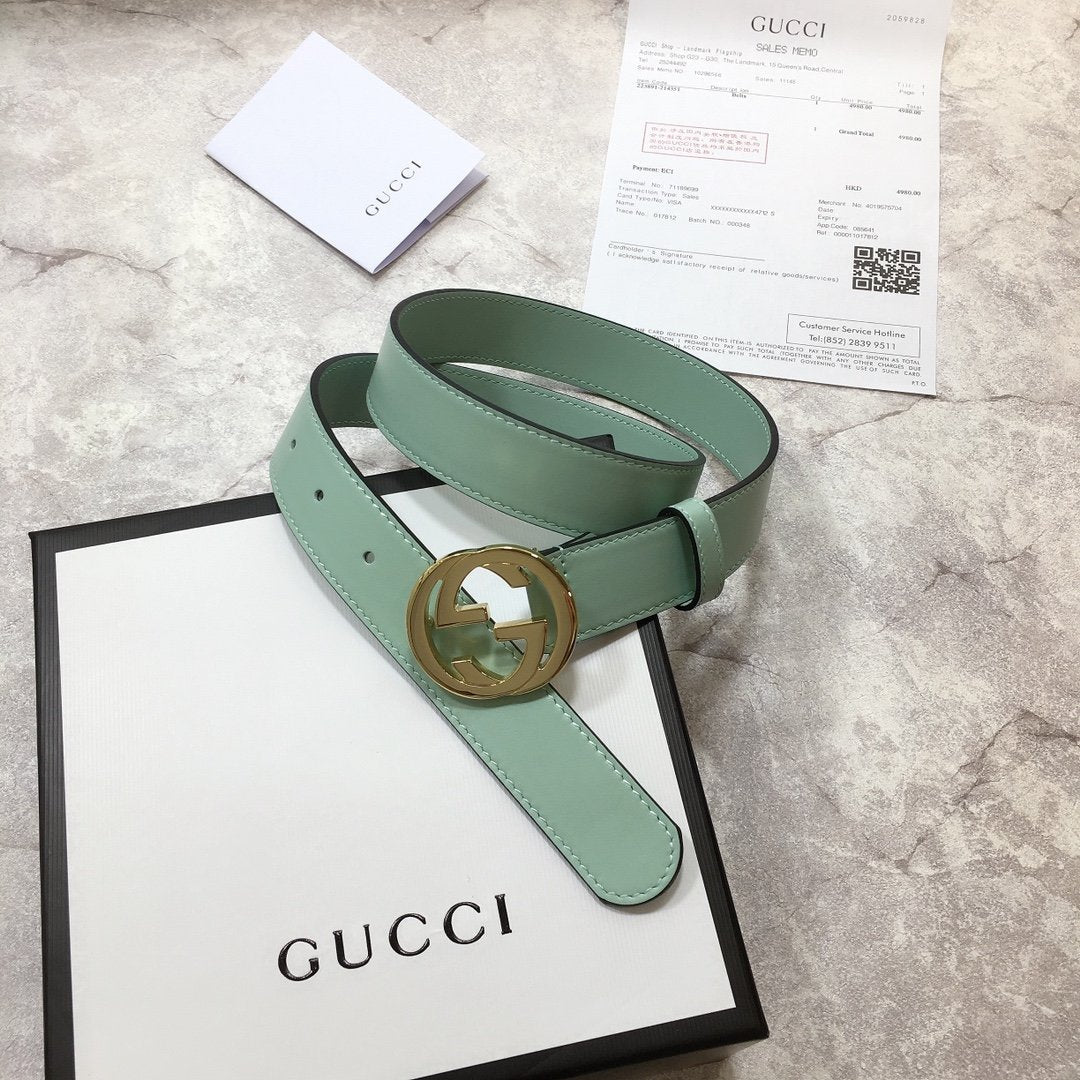 Gucci Belt With Double G Buckle Green