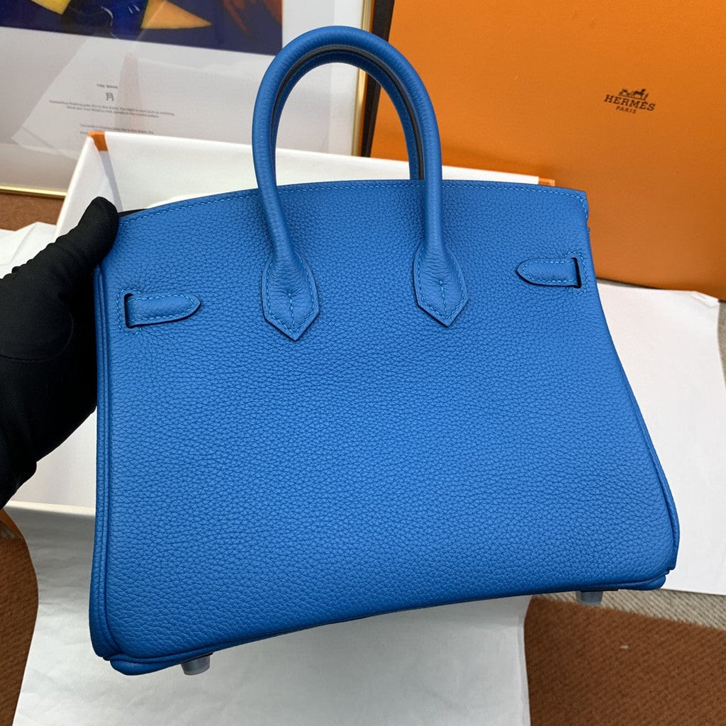 Hermes Birkin 25 Nata Swift Silver Hardware Blue