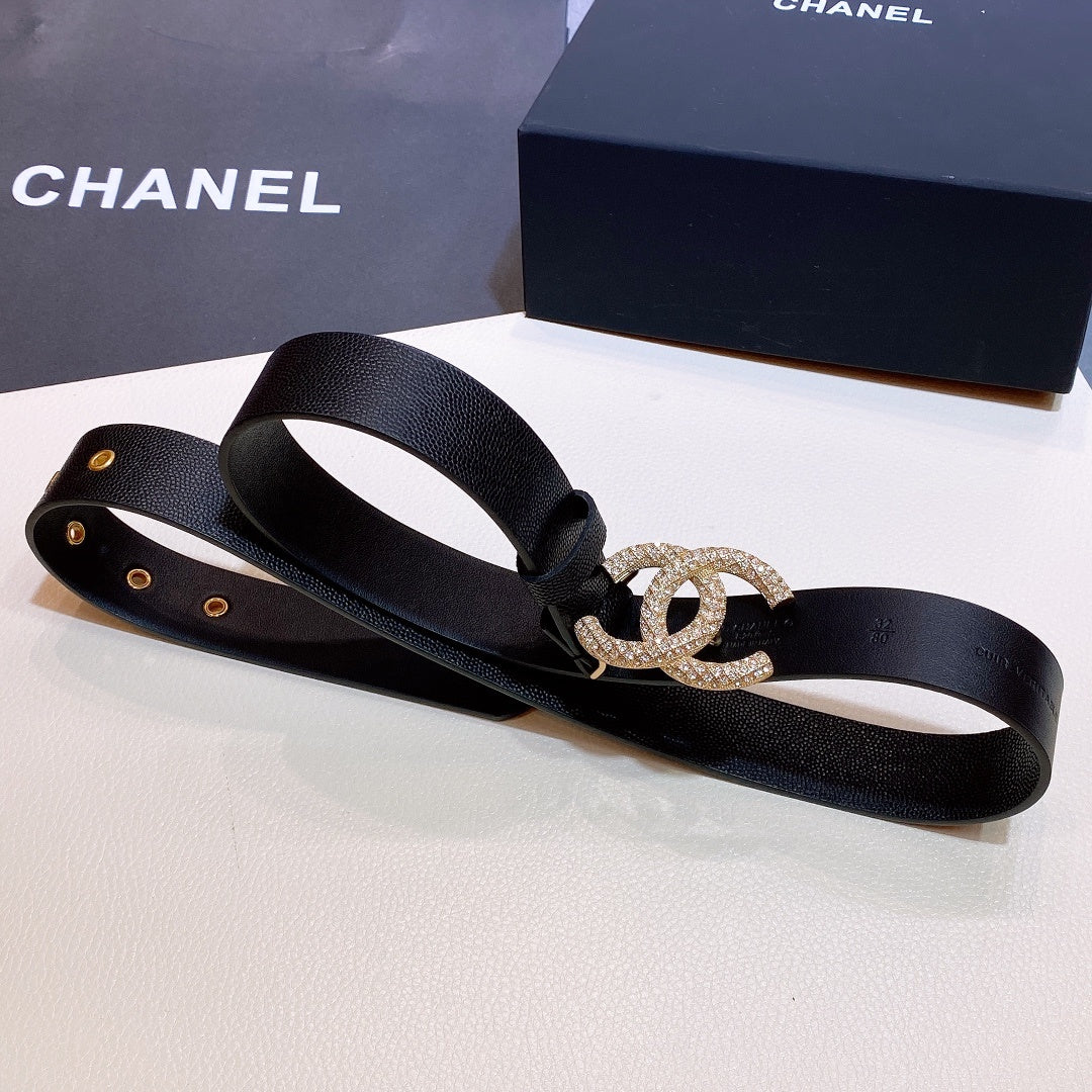 Chanel Belt With Beaded Buckle Black