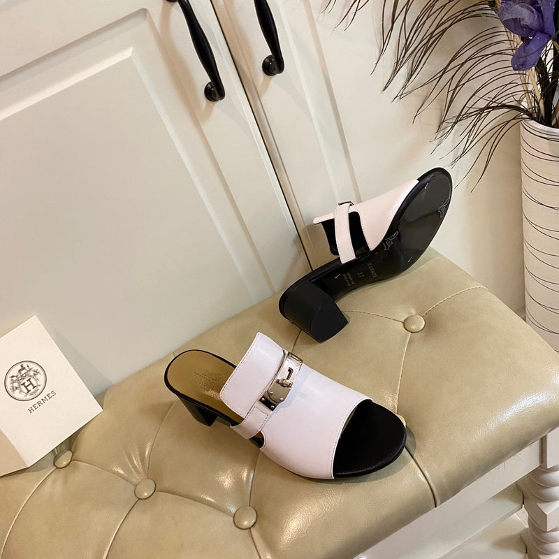 Hermes Blossom Mule White
