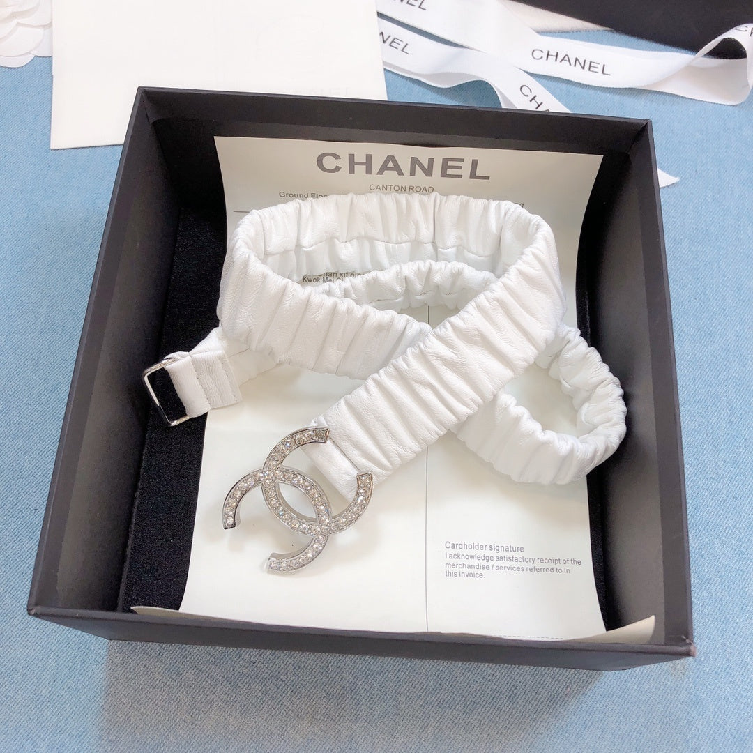 Chanel Belt With Double C Buckle White