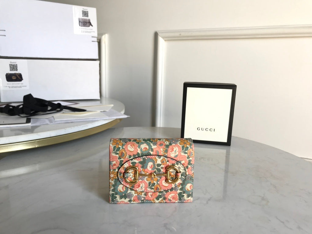 Gucci Horsebit 1955 Flora Card Case Wallet 11cm