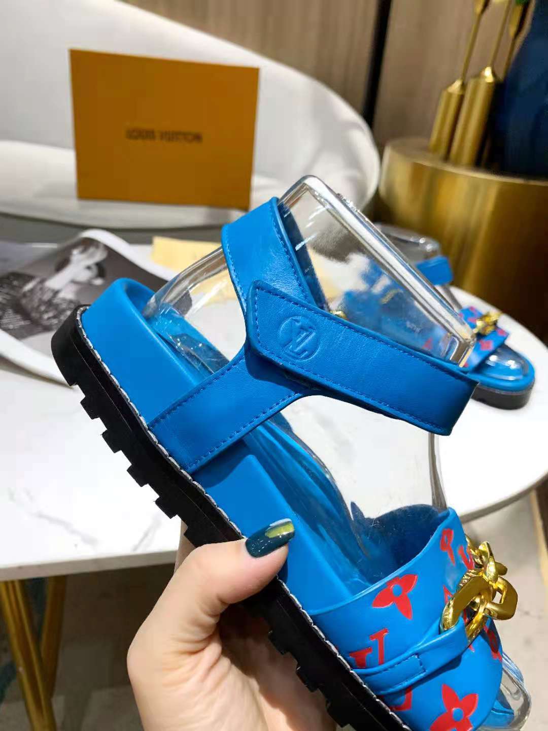 Louis Vuitton Paseo Flat Comfort Sandal Blue