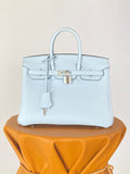 Hermes Birkin 25 Nata Swift Silver Hardware Light Blue