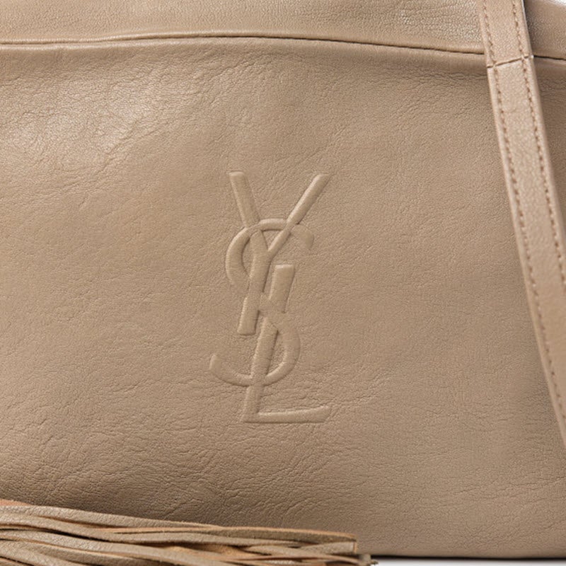 Saint Laurent Monogram Lou Camera Small Dark Beige Lambskin Leather Shoulder Bag