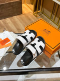 Hermes Oran Sandal Black/White