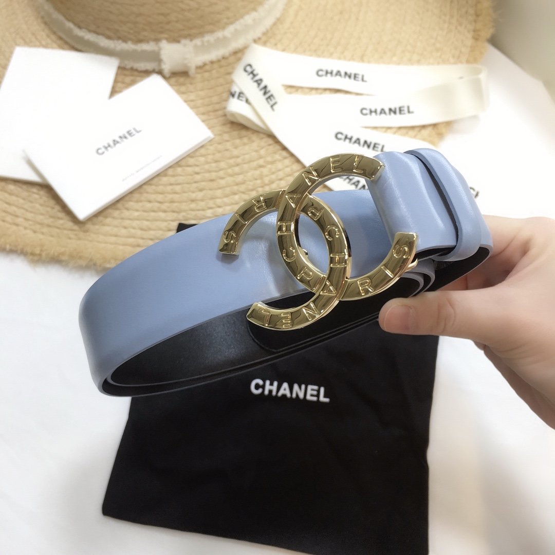Chanel Belt With Double C Buckle Blue