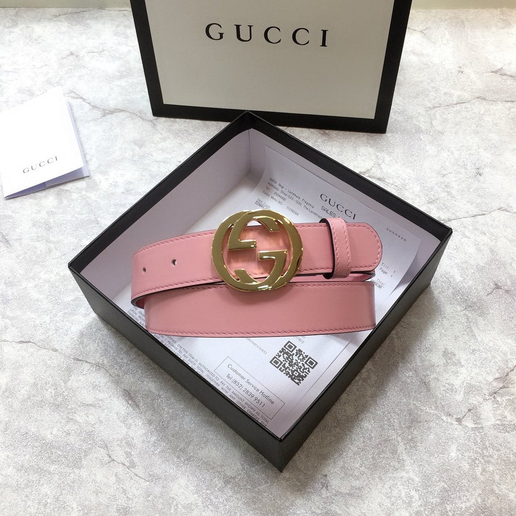 Gucci Belt With Double G Buckle Pink