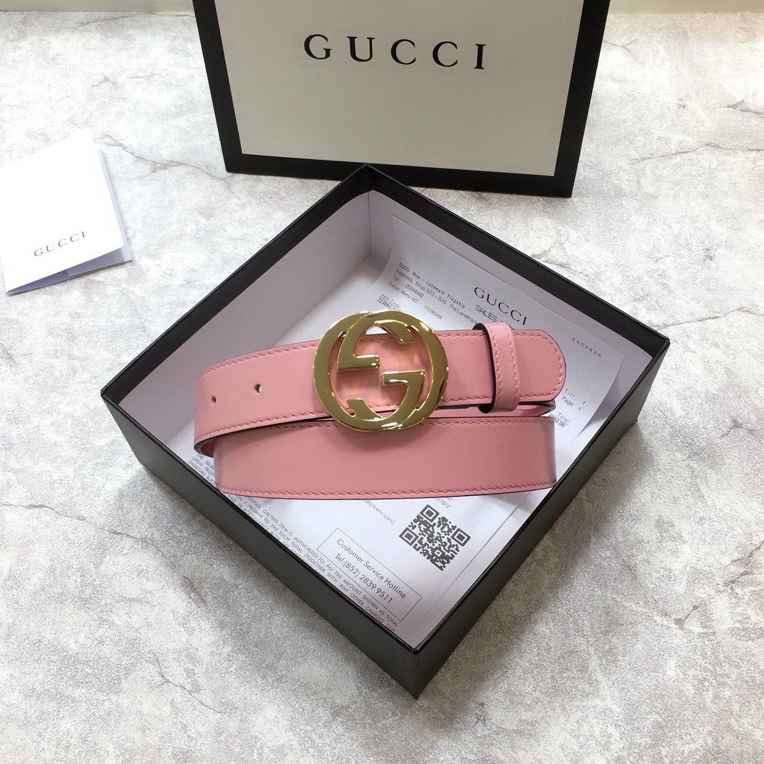 Gucci Belt With Double G Buckle Pink