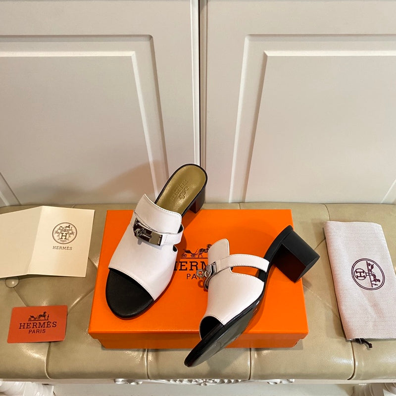 Hermes Blossom Mule White