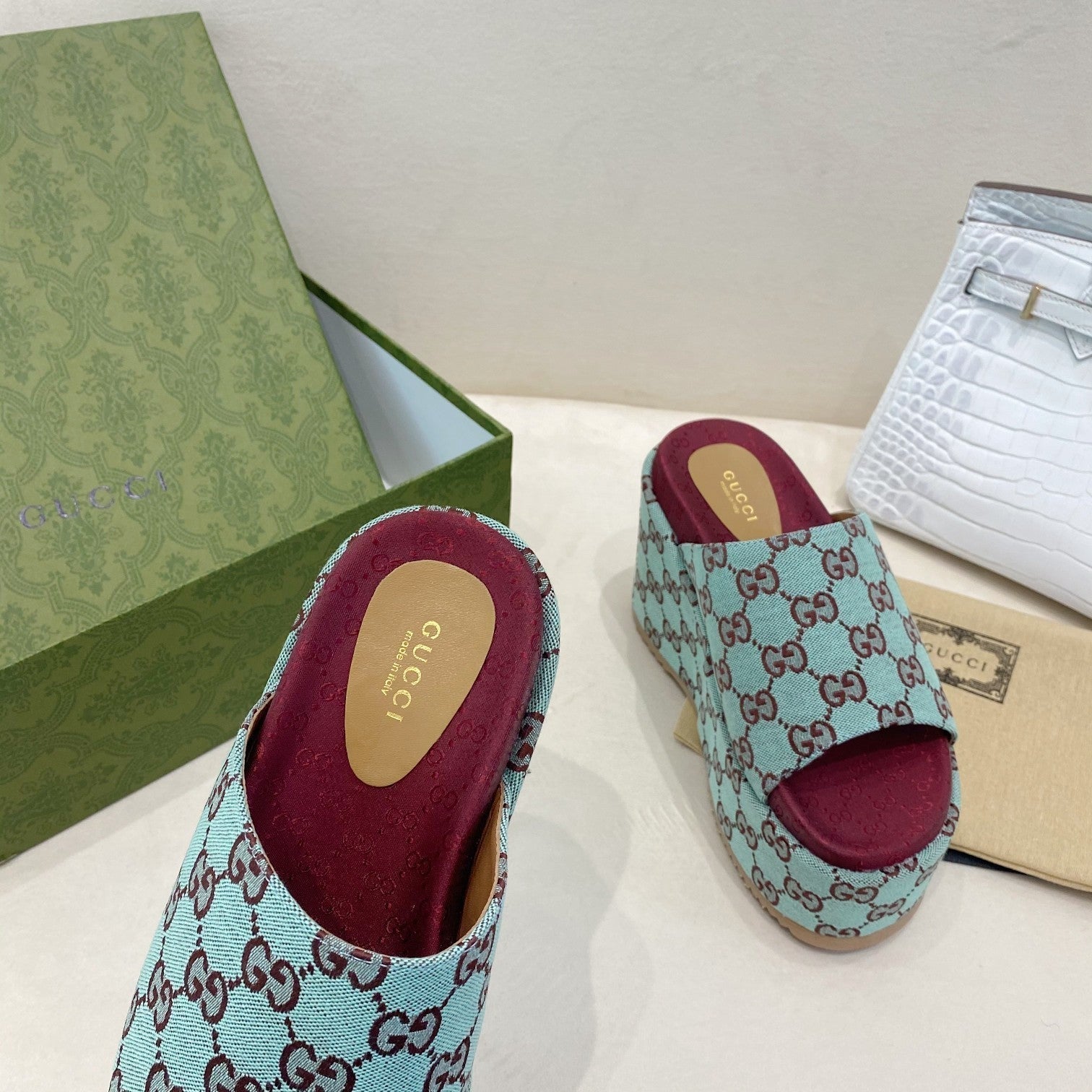Gucci Platform Slide Sandal Blue