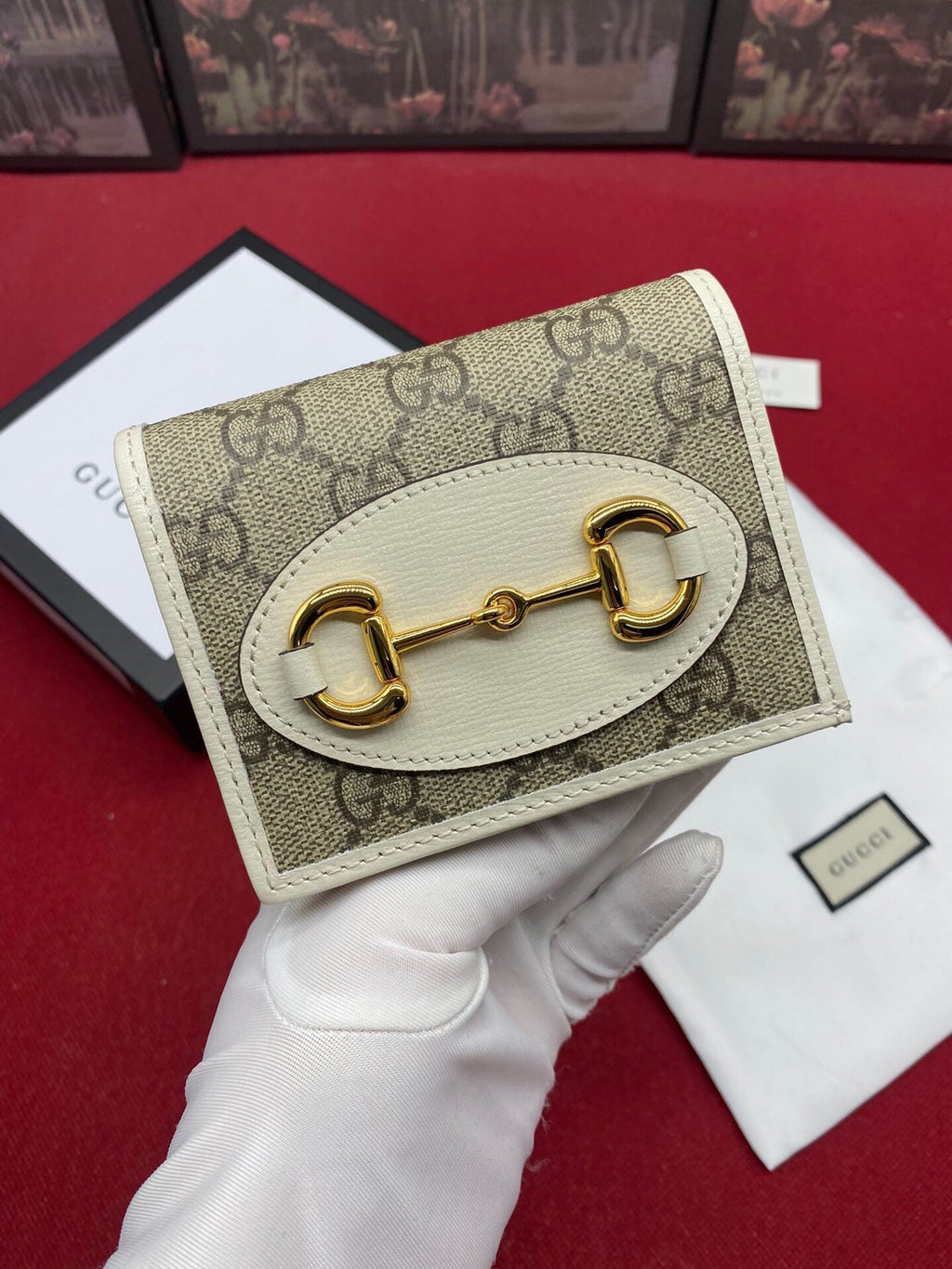 Gucci Horsebit 1955 Beige Card Case 11cm