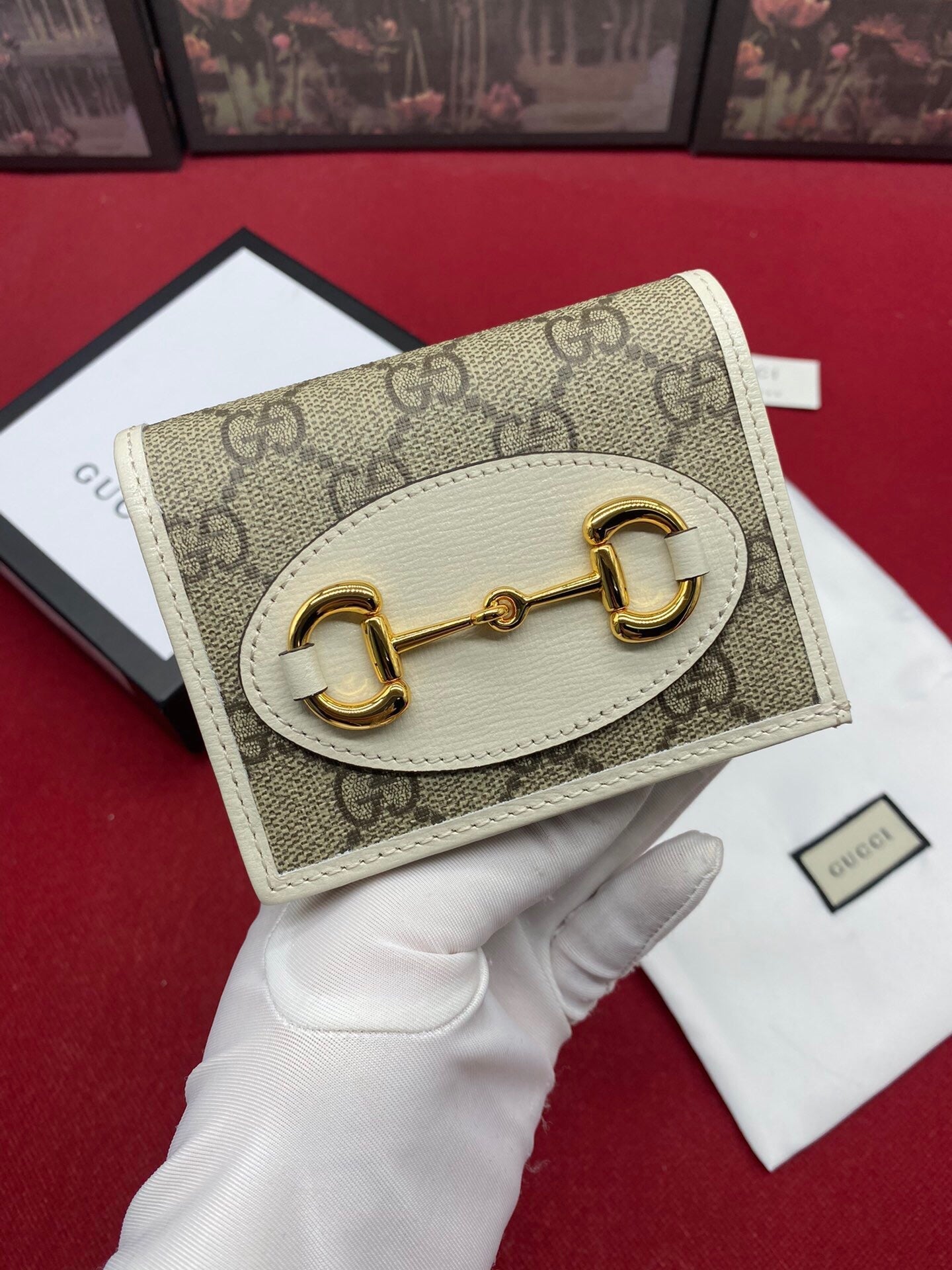 Gucci Horsebit 1955 Beige Card Case 11cm