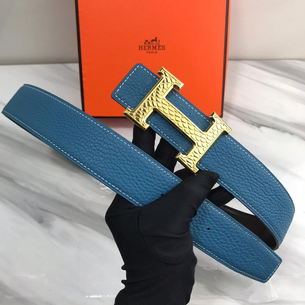 Hermes Quizz Touareg Belt Buckle & Reversible Leather Blue