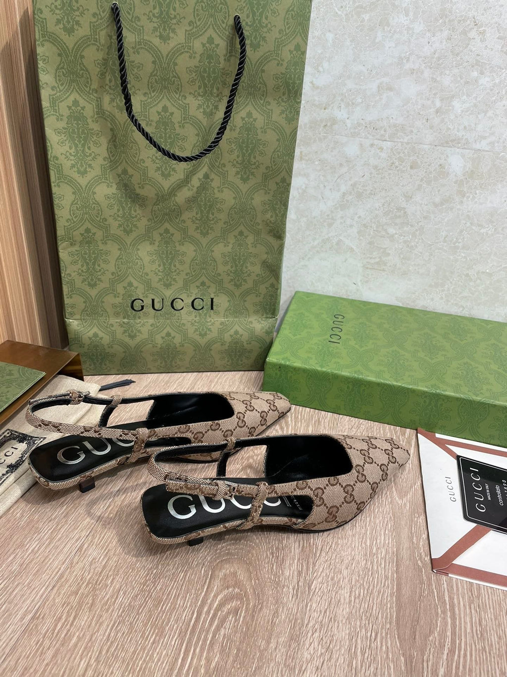 Gucci Slingback Pumps Brown