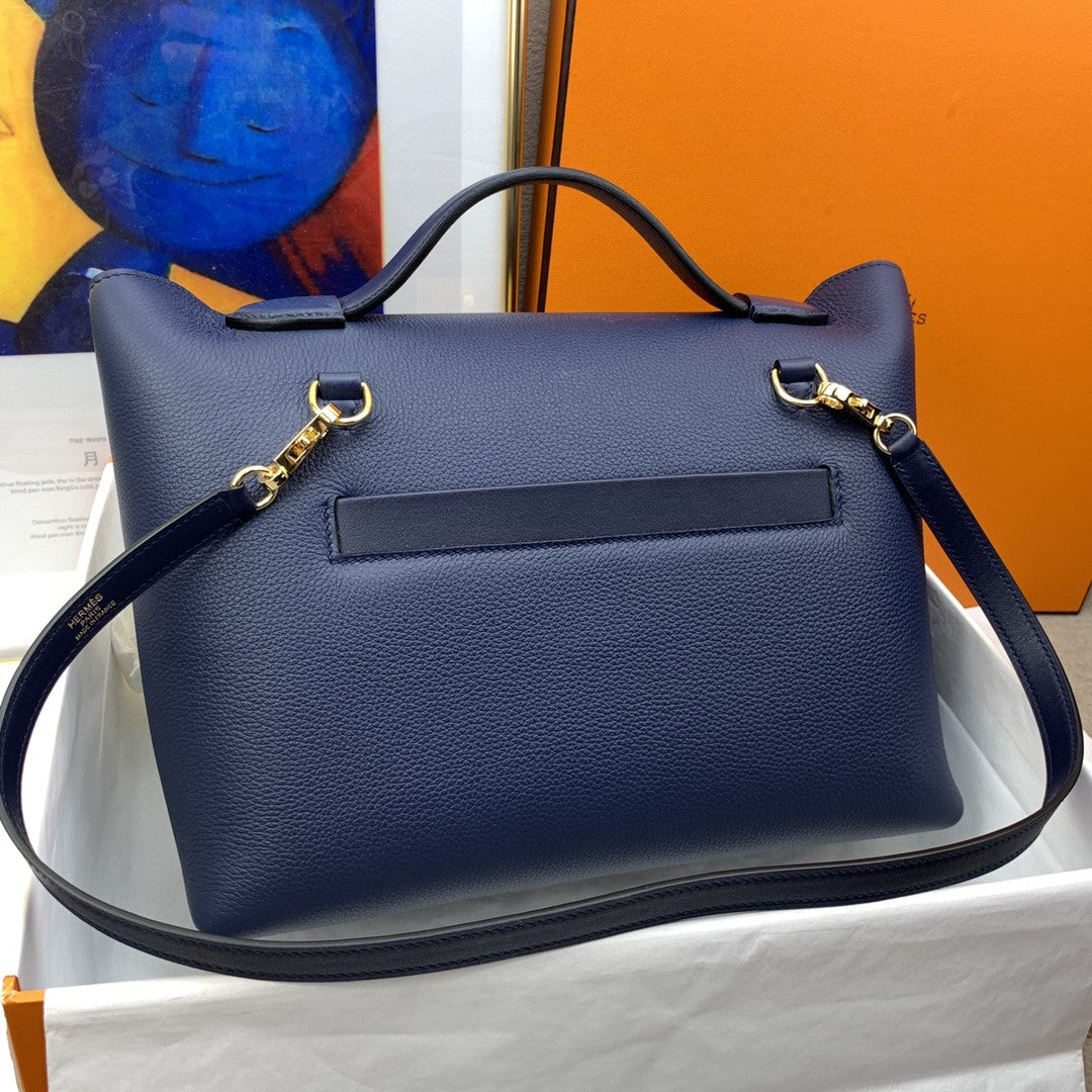 Hermes 24 24 29cm Noir Black Clémence Dark Blue