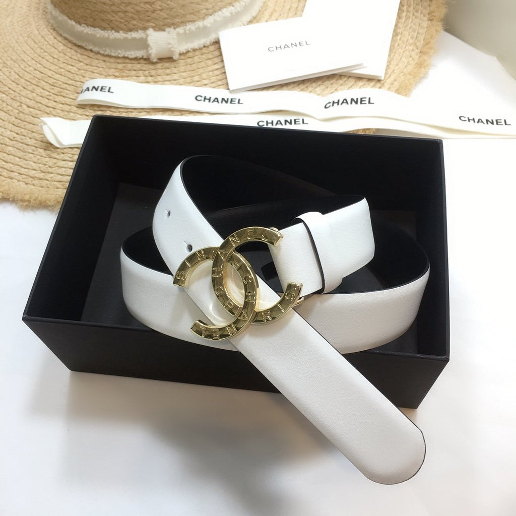Chanel Belt With Double C Buckle White