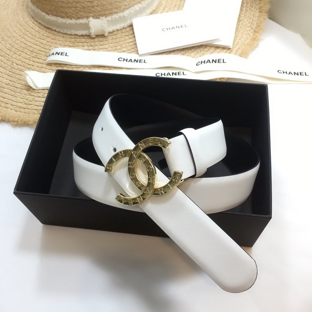 Chanel Belt With Double C Buckle White