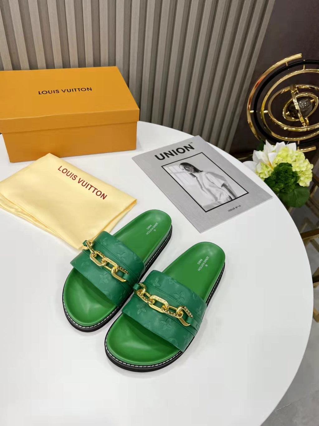 Louis Vuitton Unset Flat Comfort Mule Green