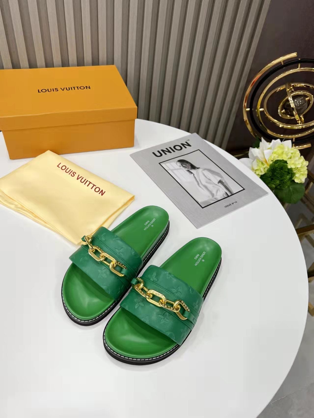 Louis Vuitton Unset Flat Comfort Mule Green