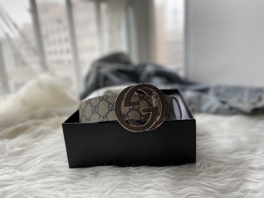 Gucci Belt With Double G Buckle Grey