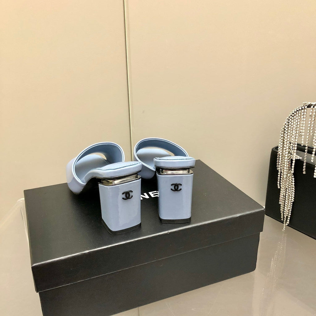 Chanel Mules Jade Blue