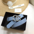 Chanel Belt With Double C Buckle Blue