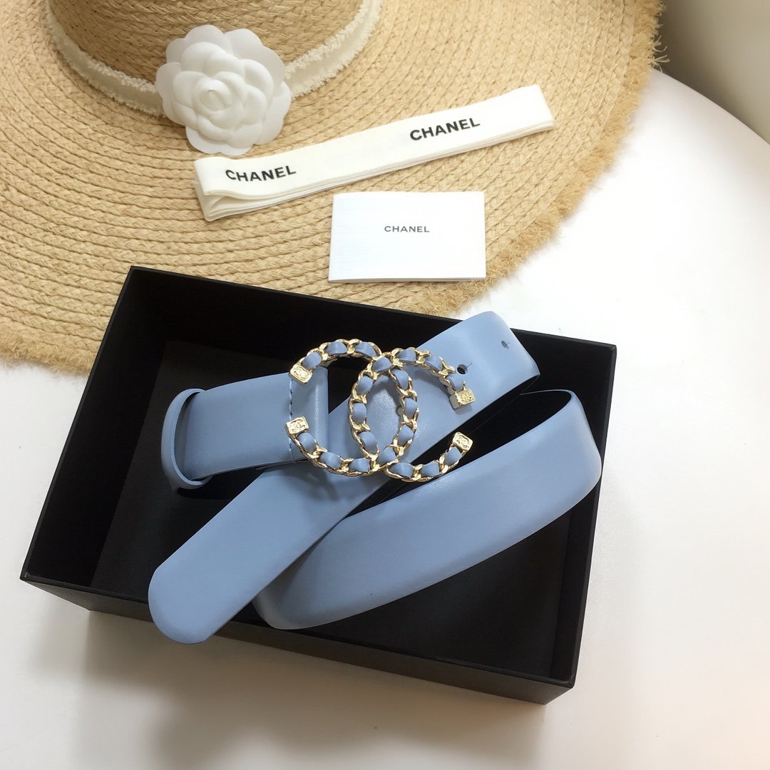 Chanel Belt With Double C Buckle Blue