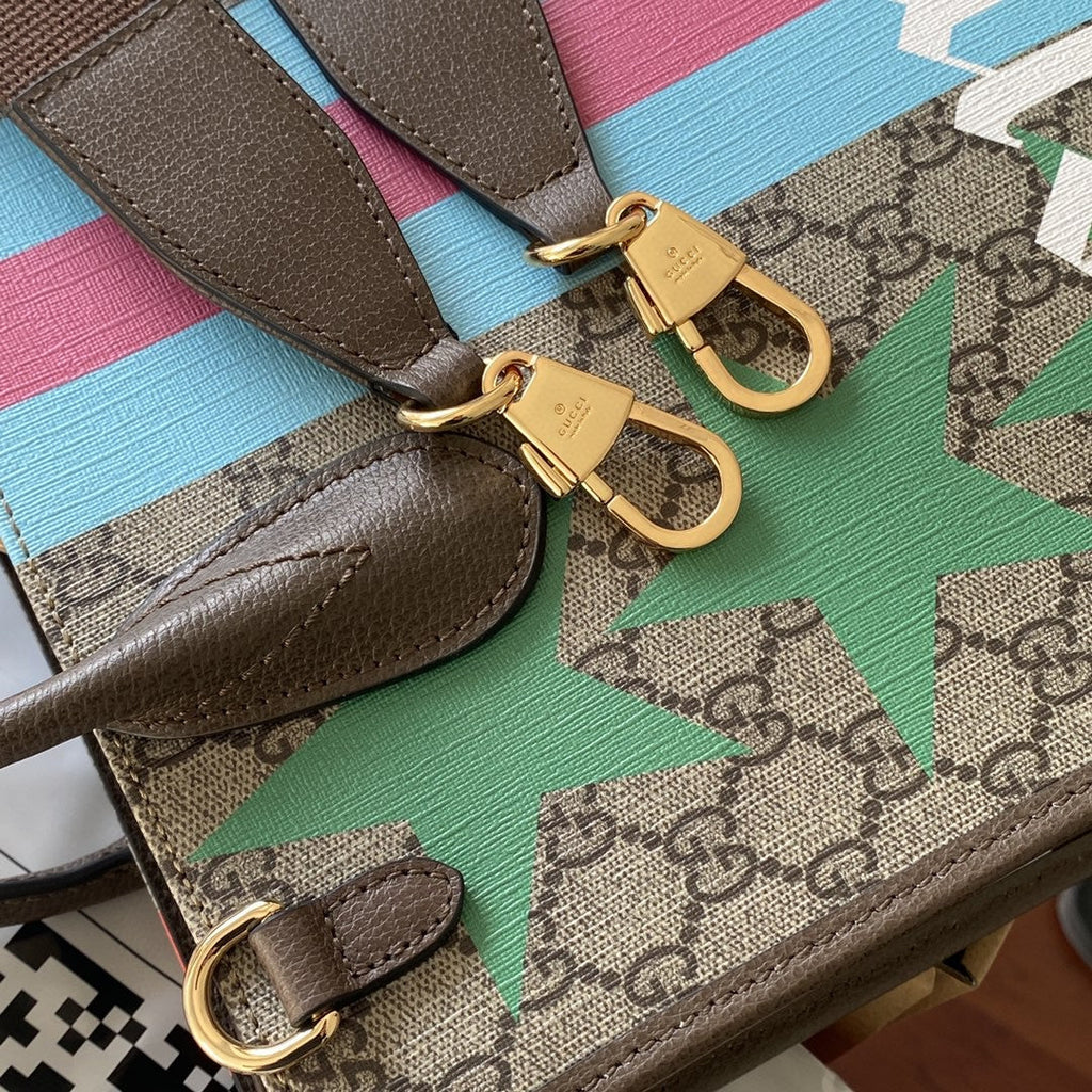 Gucci Medium Tote With Geometric Print 38cm Beige And Ebony