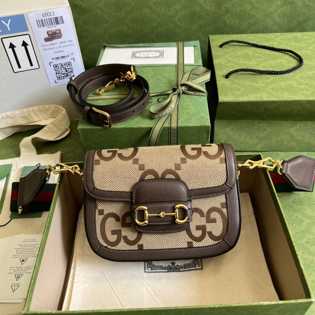 Gucci Horsebit 1955 Jumbo GG Mini Bag 21cm 658574 Brown