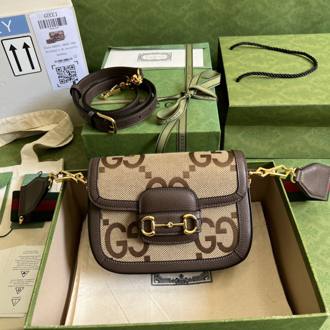 Gucci Horsebit 1955 Jumbo GG Mini Bag 21cm 658574 Brown