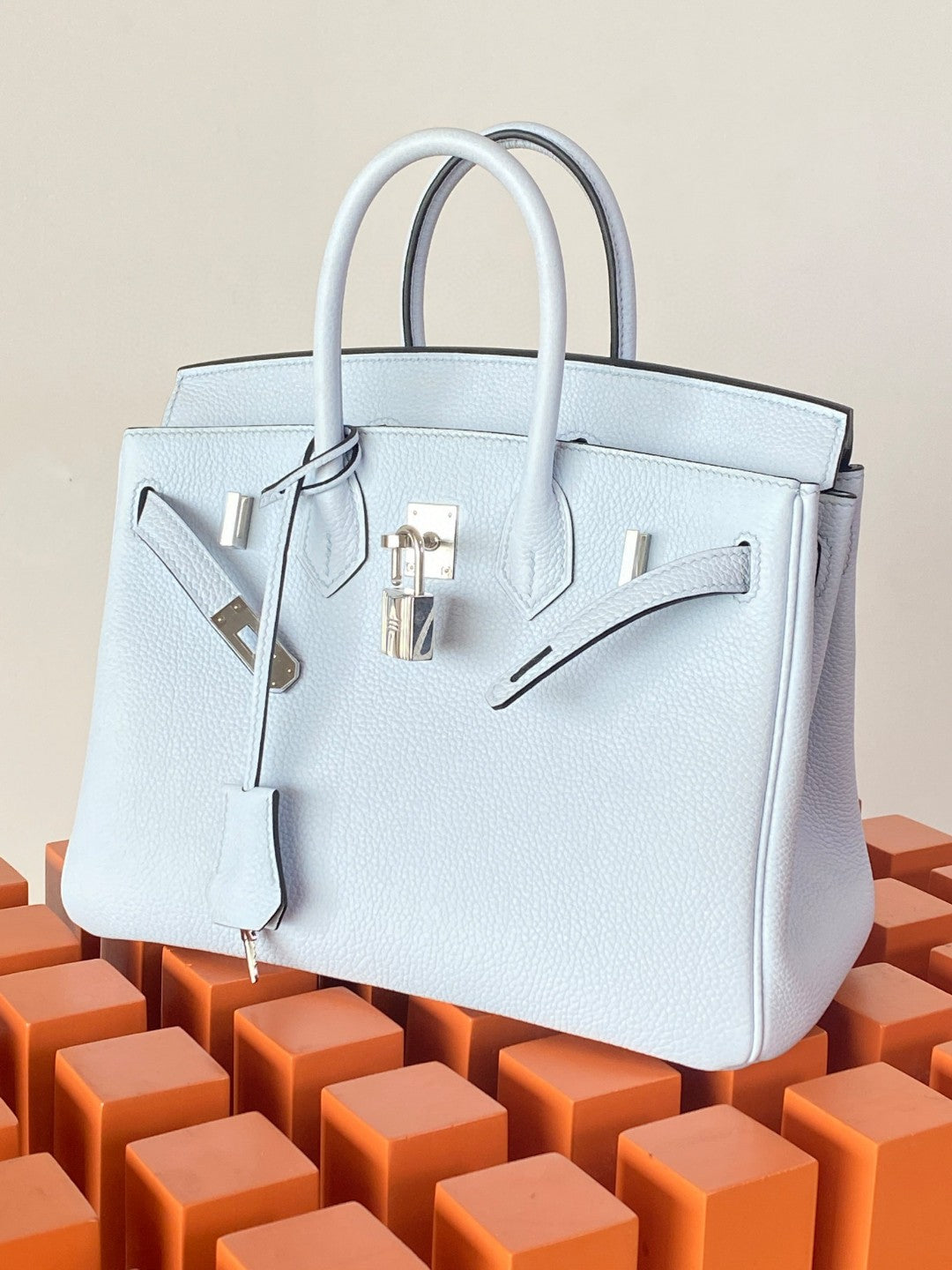 Hermes Birkin 25 Nata Swift Silver Hardware Light Blue