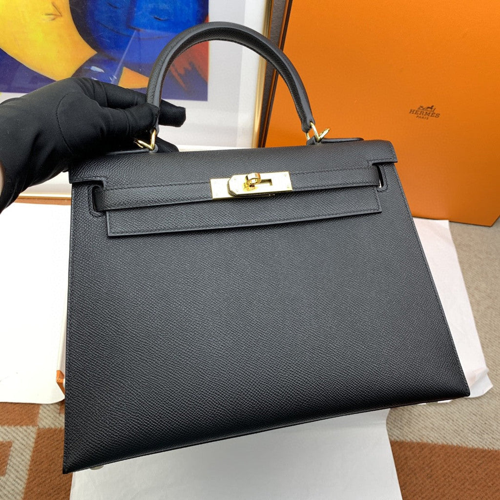 Hermes Kelly 28 Togo Gold Hardware Black