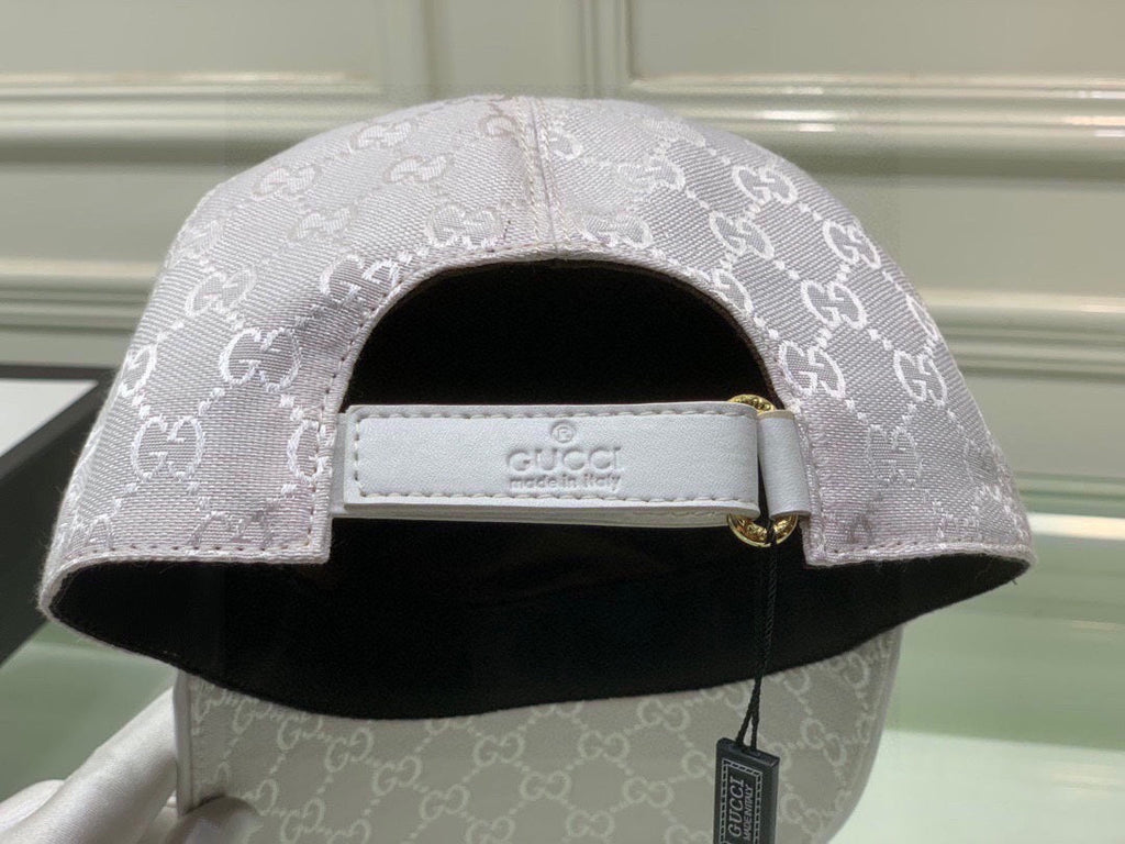 Gucci Canvas Baseball Cap with Web White