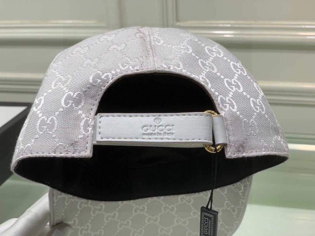 Gucci Canvas Baseball Cap with Web White