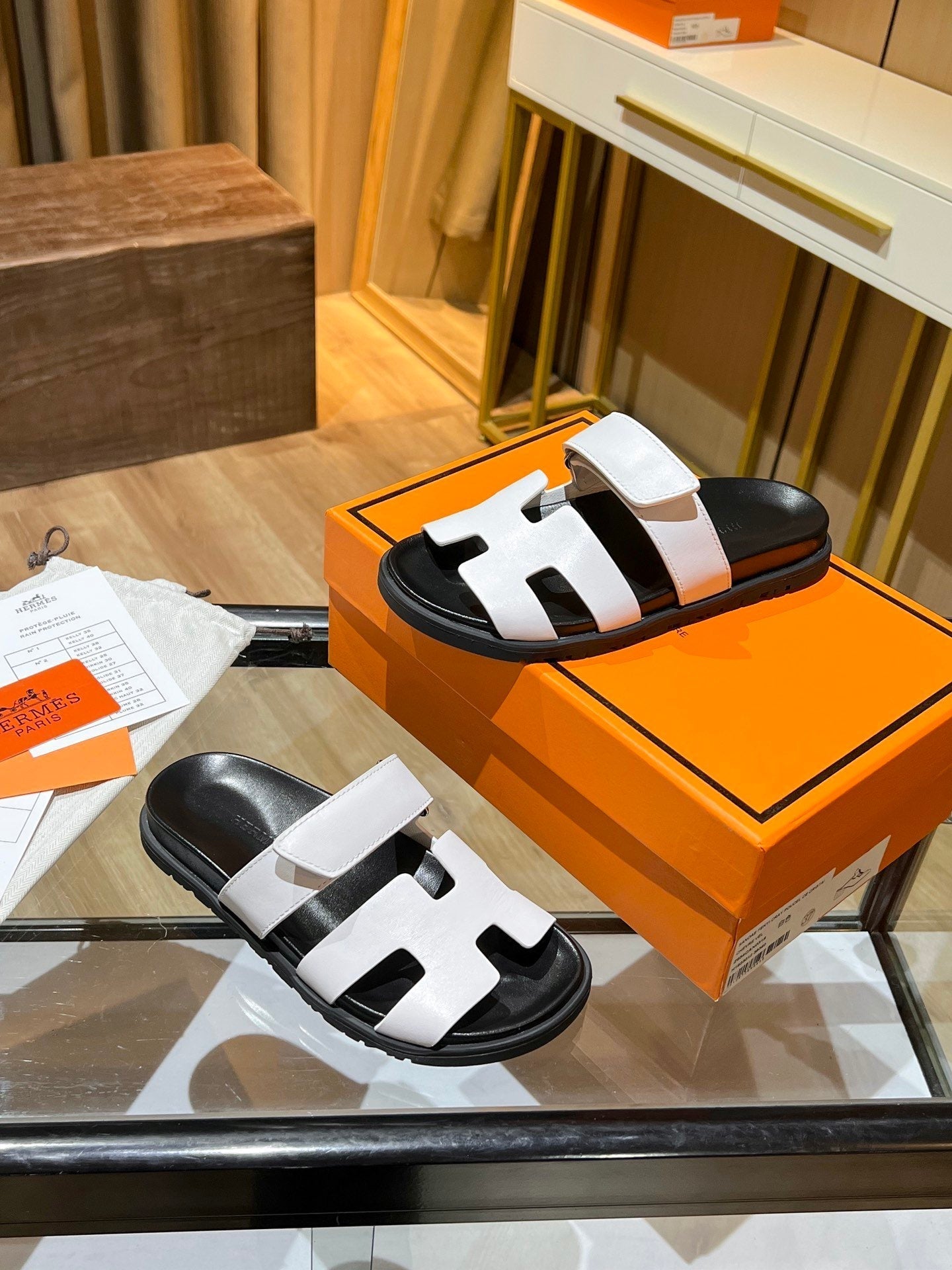 Hermes Oran Sandal Black/White