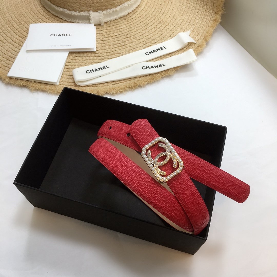 Chanel Belt With Double C Buckle Red
