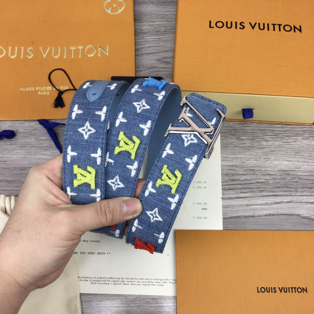 Louis Vuitton Initiales Belt Blue