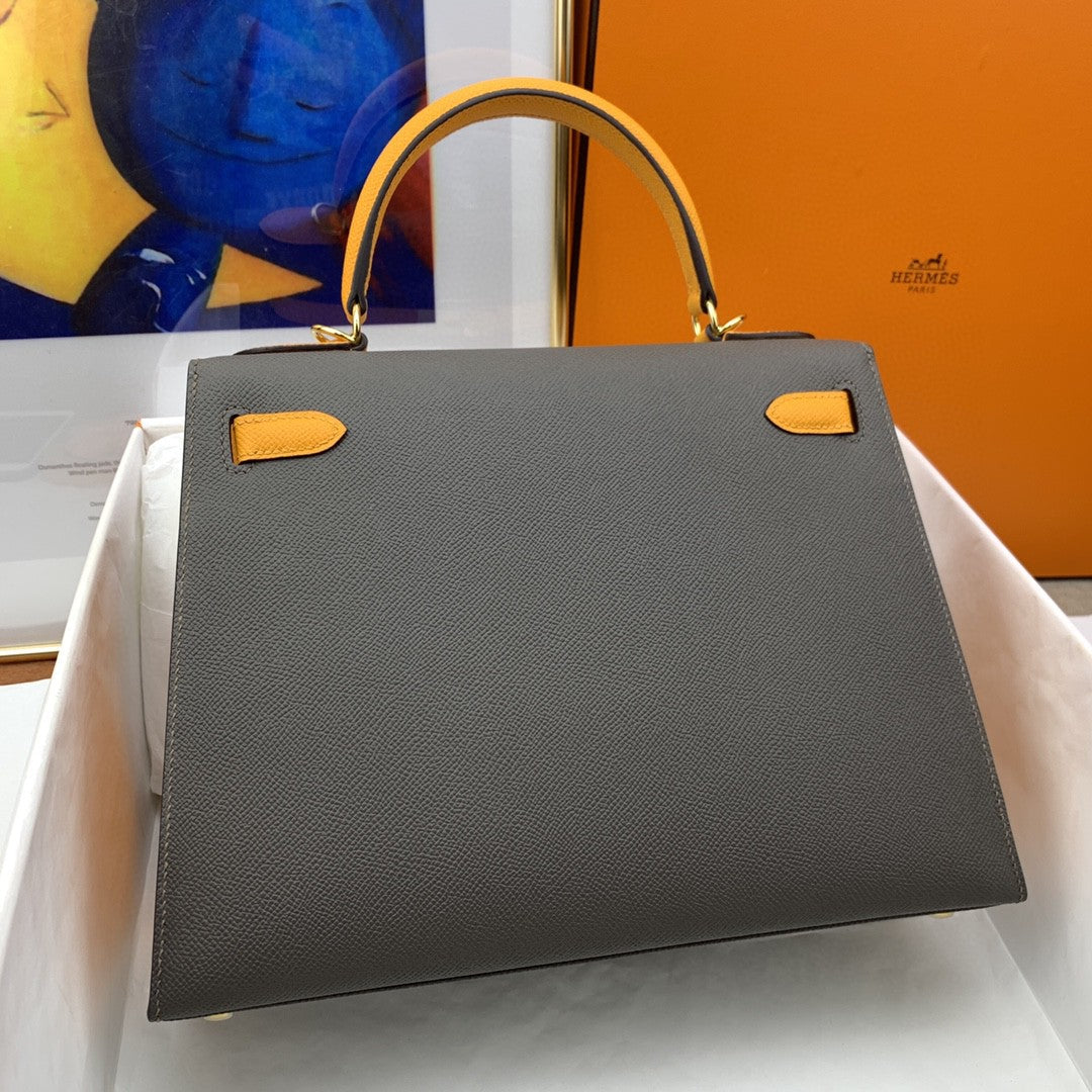Hermes Kelly 28 Togo Gold Hardware Dark Brown