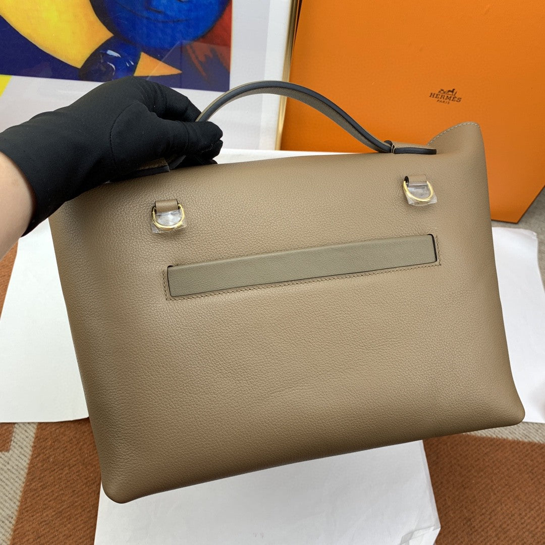 Hermes 24 24 29cm Noir Black Clémence Brown