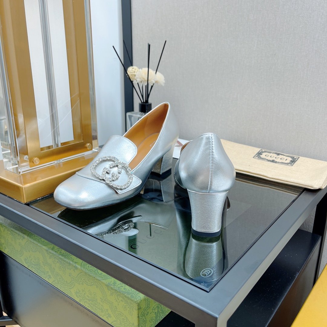 Gucci Mid-heel Pump With Horsebit Silver
