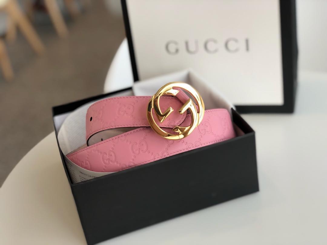 Gucci Belt With Double G Buckle Pink