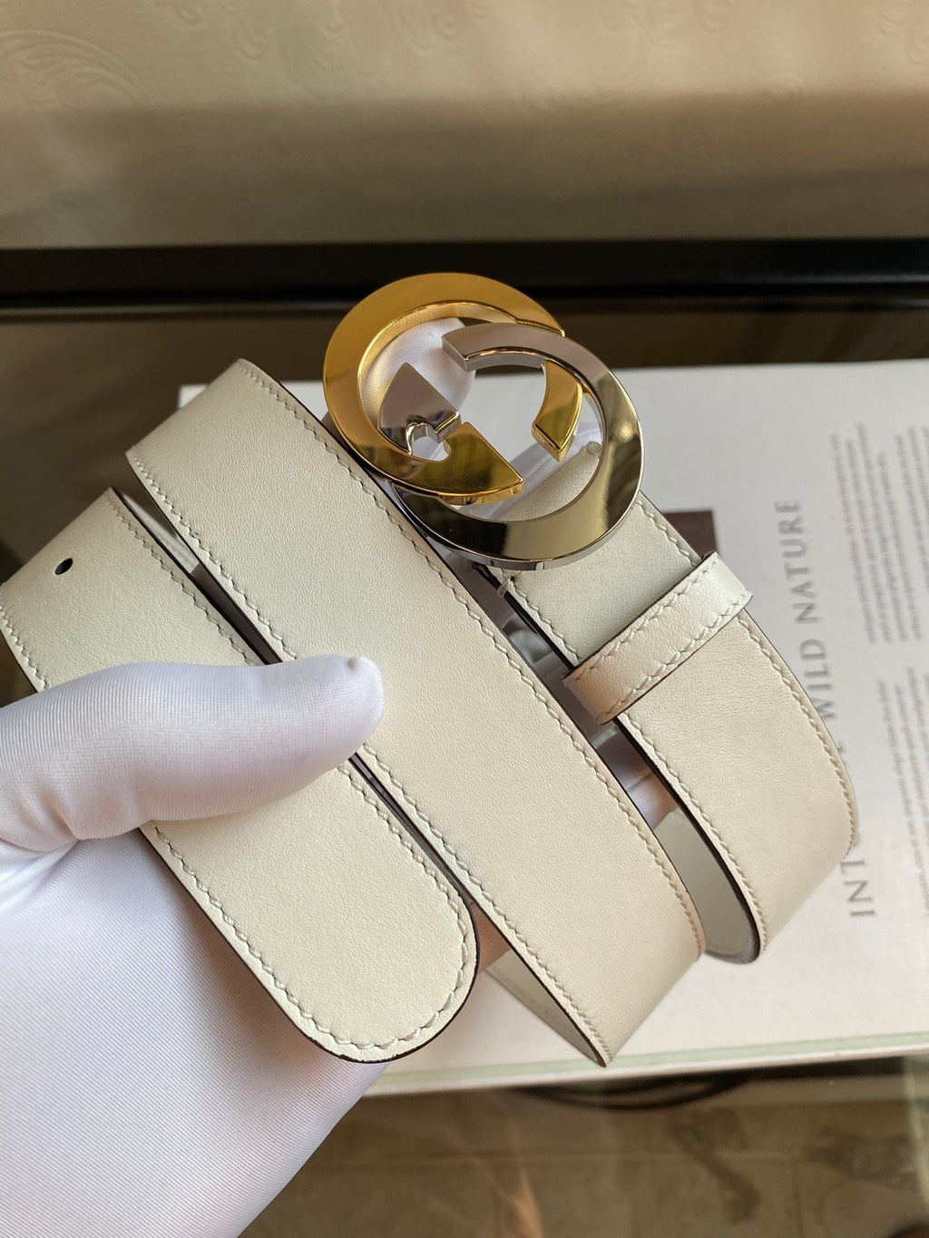 Gucci Belt With Double G Buckle White