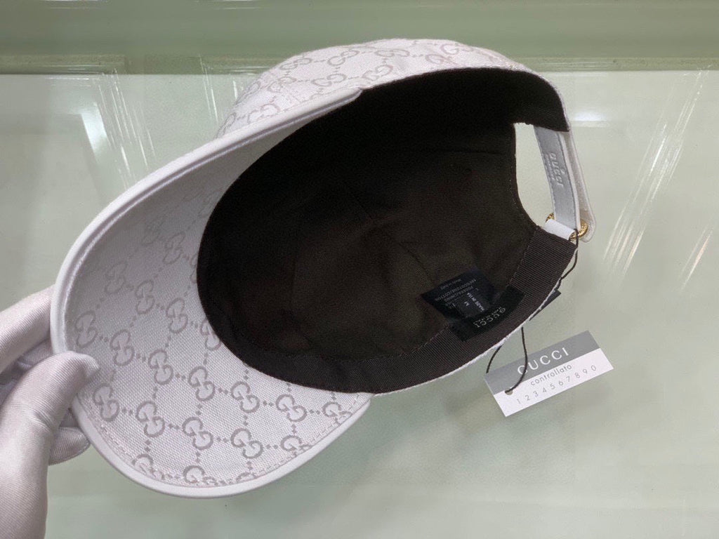 Gucci Canvas Baseball Cap with Web White