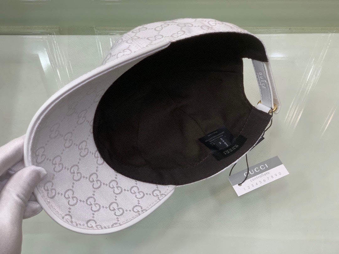 Gucci Canvas Baseball Cap with Web White