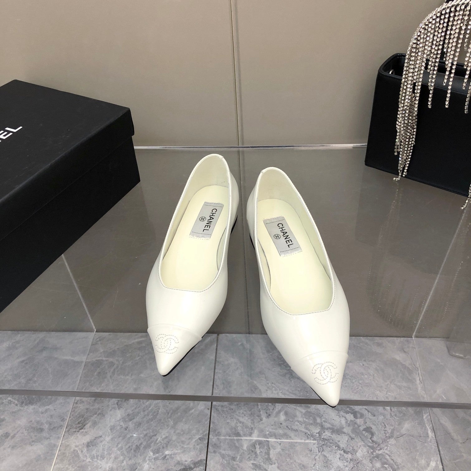 Chanel Flats White